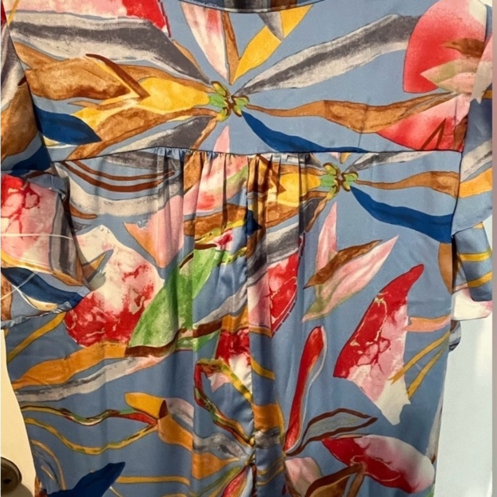 Umgee Light Blue Floral Maxi Dress with Multicolor Print Medium - Picture 8 of 11